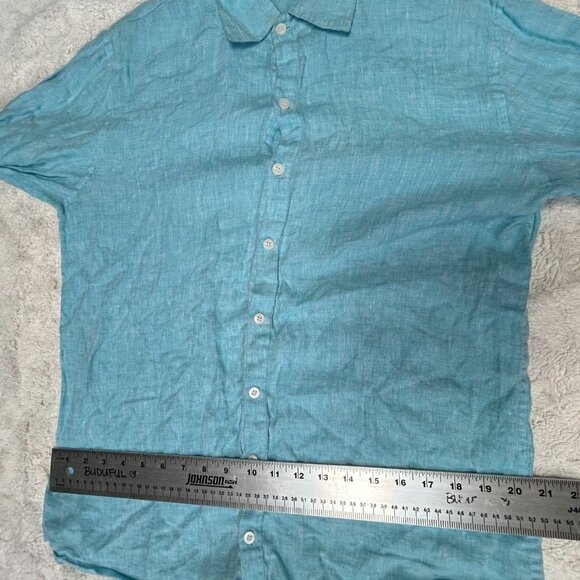 Roberta Roller Rabbit Womens Blue Linen Blouse Sz Medium Button-Down Long Sleeve - Picture 8 of 9